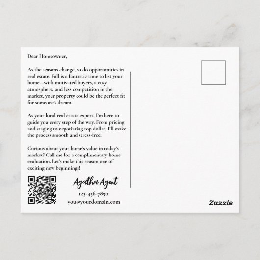 Herbst Herbst Real Anwesen Marketing Postkarte (Rückseite)