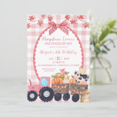 Herbst Herbst Rosa Farm Tier Geburtstag Einladung (Stehend Vorderseite)