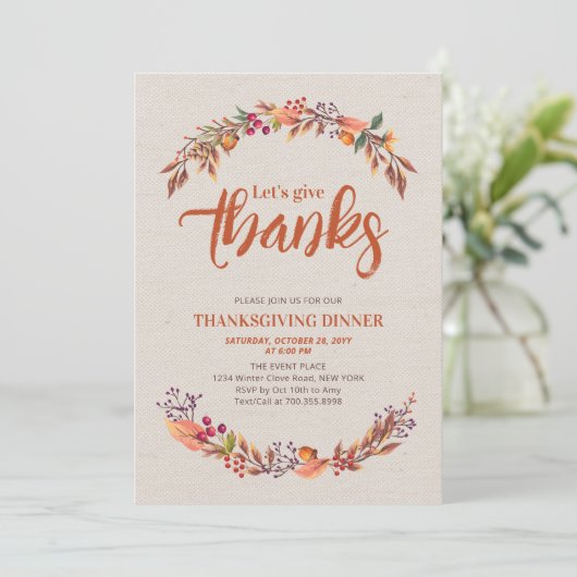 Herbst/Herbst Rustikal Dank Dinner Einladung (Stehend Vorderseite)