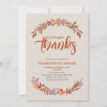Herbst/Herbst Rustikal Dank Dinner Einladung