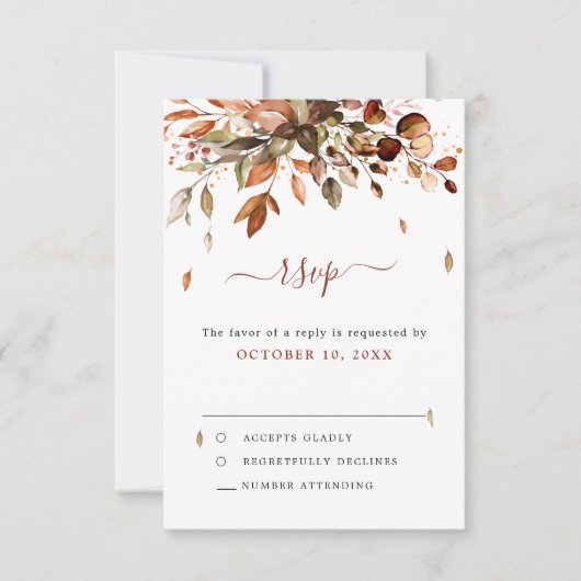 Herbst Herbst Rustikales Land Boho Hochzeit RSV RSVP Karte (Vorderseite)