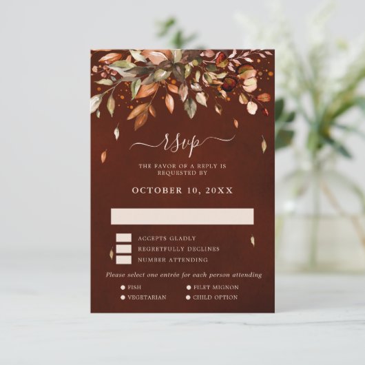Herbst Herbst Rustikales UAWG Hochzeitsauto RSVP Karte (Stehend Vorderseite)