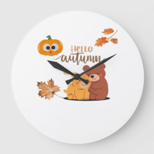 Herbst Herbst Shirt, Erntedank Shirt, Herbst Kürbi Große Wanduhr
