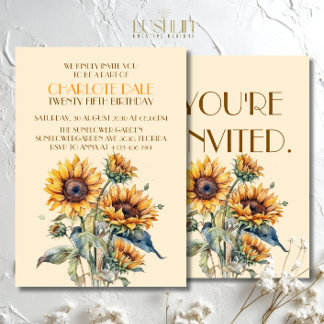 Herbst/Herbst Sonnenblumen Rustikale Geburtstagspa Einladung
