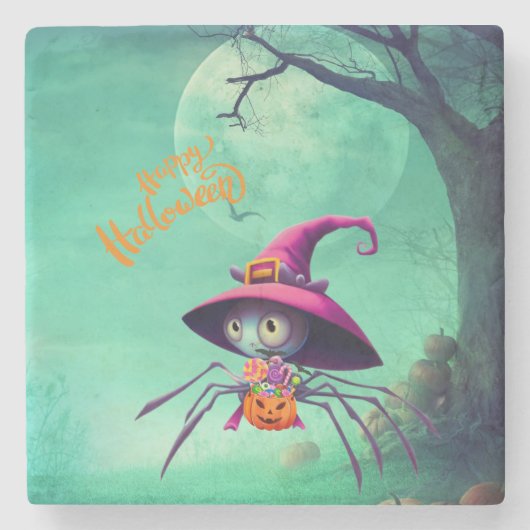 Herbst/Herbst/Spinne/Hexe/Halloween Steinuntersetzer (Vorderseite)