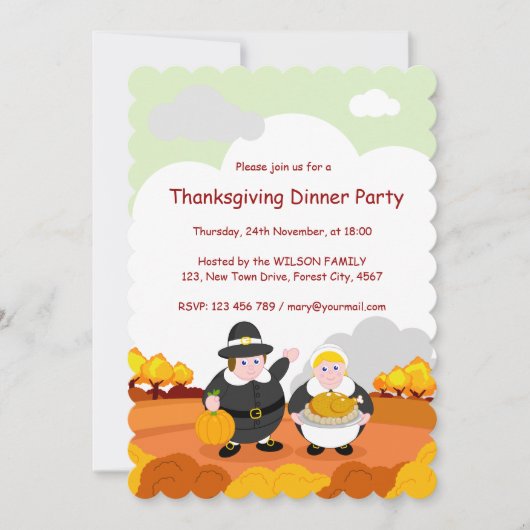 Herbst/Herbst-Szene mit Pilgern, Einladung (Vorderseite)