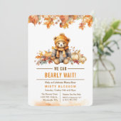 Herbst Herbst Teddy Bear Babydusche Einladung (Stehend Vorderseite)