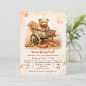 Herbst Herbst Teddy Bear Babydusche Einladung (Stehend Vorderseite)