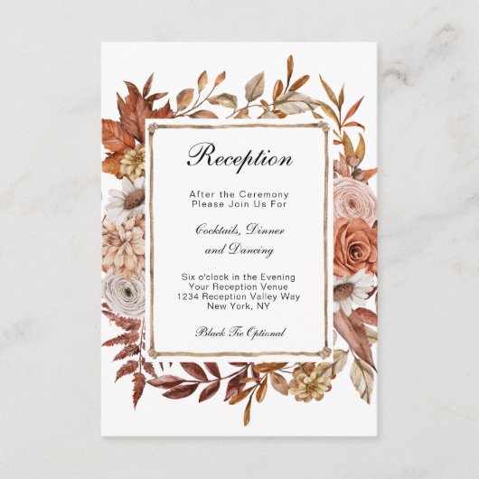 Herbst Herbst verlässt florale formale Hochzeitsem Begleitkarte (Vorderseite)