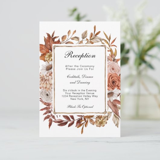 Herbst Herbst verlässt florale formale Hochzeitsem Begleitkarte (Stehend Vorderseite)