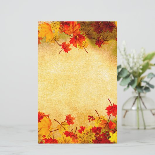 Herbst Herbst verlässt Grenze auf Altpapier Hinter Briefpapier (Stehend Vorderseite)