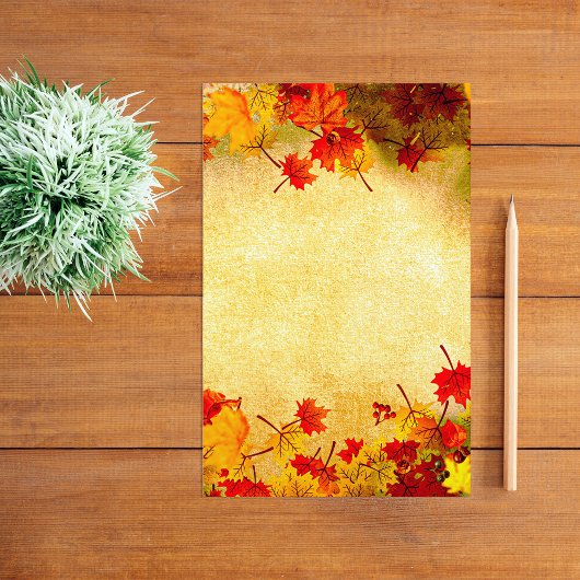 Herbst Herbst verlässt Grenze auf Altpapier Hinter Briefpapier