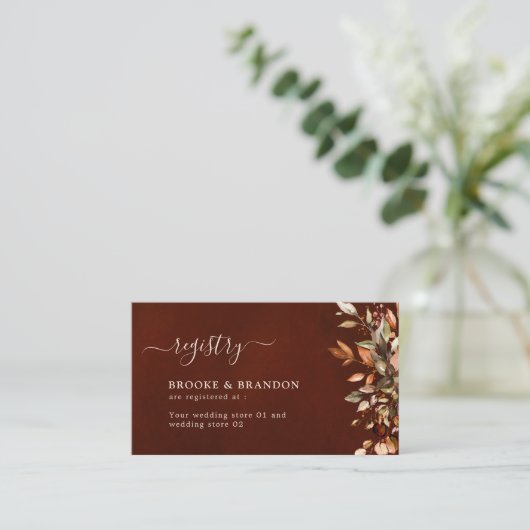 Herbst Herbst verlässt Rustikales Land Boho Weddin Begleitkarte (Stehend Vorderseite)