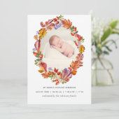 Herbst - Herbst Wasserfarbe Blätter Geburtsankündi Ankündigung (Stehend Vorderseite)