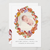 Herbst - Herbst Wasserfarbe Blätter Geburtsankündi Ankündigung (Vorne/Hinten)