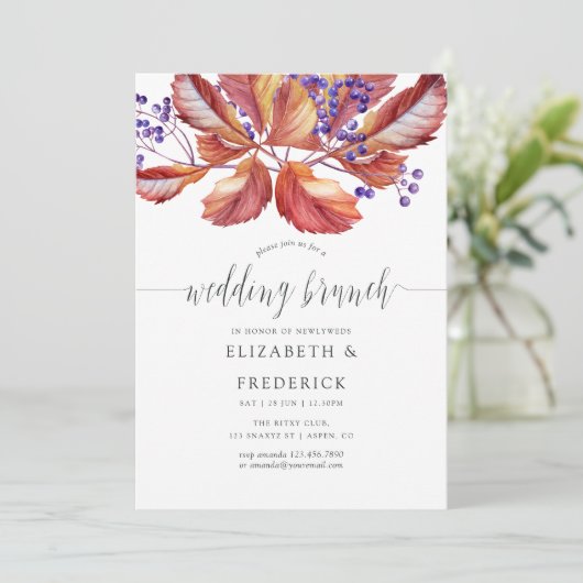 Herbst - Herbst-Wasserfarbe - Hochzeitsfeier Einladung (Stehend Vorderseite)