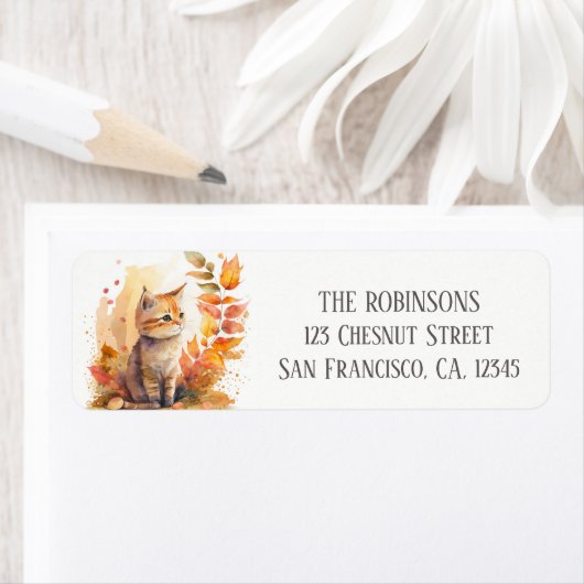 Herbst/Herbst Wasserfarbe Kitten Rücksendeadresse (Insitu)