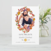 Herbst - Herbst-Wasserfarben-Blätter Foto Hochzeit Save The Date (Stehend Vorderseite)