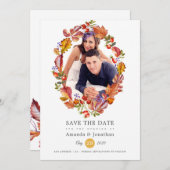 Herbst - Herbst-Wasserfarben-Blätter Foto Hochzeit Save The Date (Vorne/Hinten)