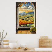 Herbst/Herbst Weinberg-Ansicht aus Fensterplakat Poster (Küche)