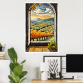 Herbst/Herbst Weinberg-Ansicht aus Fensterplakat Poster (Heimbüro)