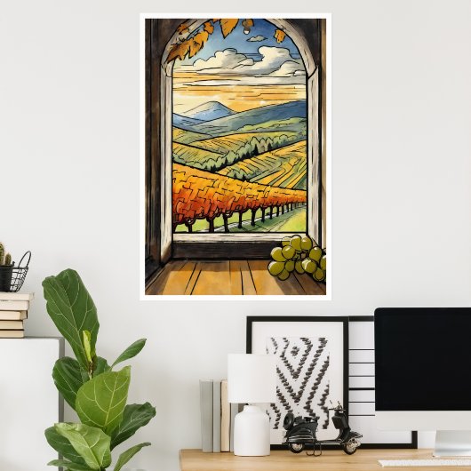 Herbst/Herbst Weinberg-Ansicht aus Fensterplakat Poster (Heimbüro)
