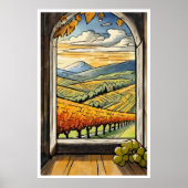 Herbst/Herbst Weinberg-Ansicht aus Fensterplakat Poster (Vorne)