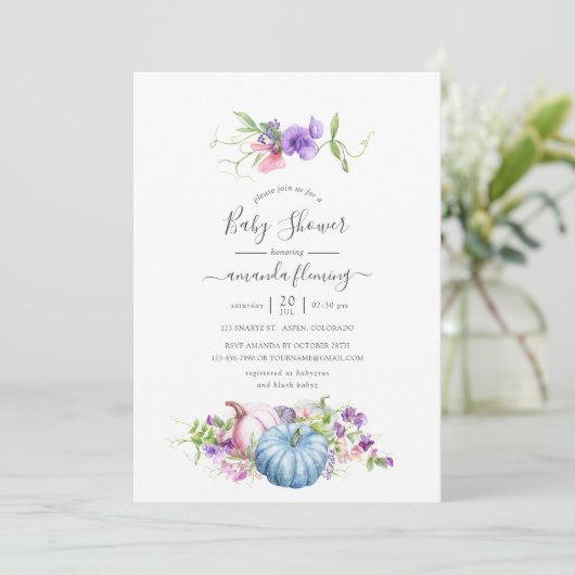 Herbst - Herbstblütendusche Einladung (Stehend Vorderseite)