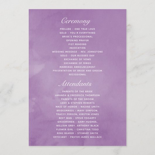 Herbst - Herbstblütenhochzeit Programm (Rückseite)