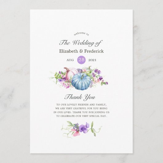 Herbst - Herbstblütenhochzeit Programm (Vorderseite)