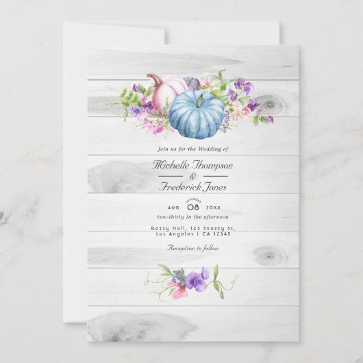 Herbst - Herbstflorale Rustikale QR-UAWG Hochzeit Einladung (Vorderseite)