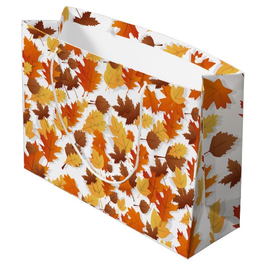 Herbst/Herbstlaub Geschenktasche. Bearbeitbare Mel Große Geschenktüte (Rückseite Schrägansicht)