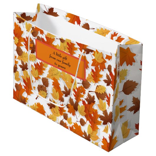 Herbst/Herbstlaub Geschenktasche. Bearbeitbare Mel Große Geschenktüte (Vorderseite Schrägansicht)