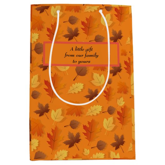 Herbst/Herbstlaub Geschenktasche. Bearbeitbare Mel Mittlere Geschenktüte (Vorderseite)