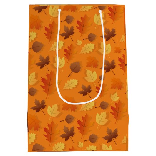Herbst/Herbstlaub Geschenktasche. Bearbeitbare Mel Mittlere Geschenktüte (Rückseite)