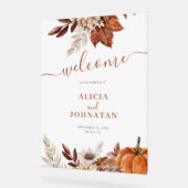Herbst Herbstlaub Hochzeit mattiertes Begrüßungsze Acrylschild (Winkel)