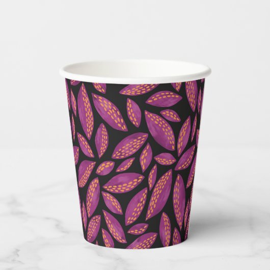 Herbst-Herbstlaub Lila- und Schwarzwald Pappbecher (Rückseite)
