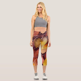 Herbst-Herbstlaub-Muster Capri Leggings