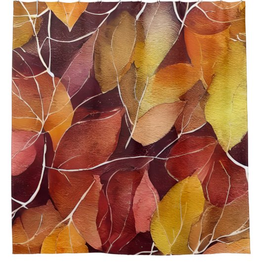 Herbst-Herbstlaub-Muster Duschvorhang (Vorderseite)