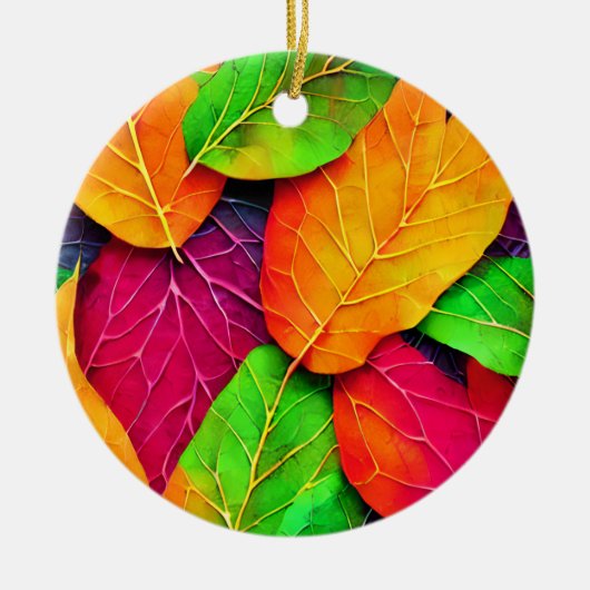 Herbst-Herbstlaub-Muster Keramik Ornament (Vorne)