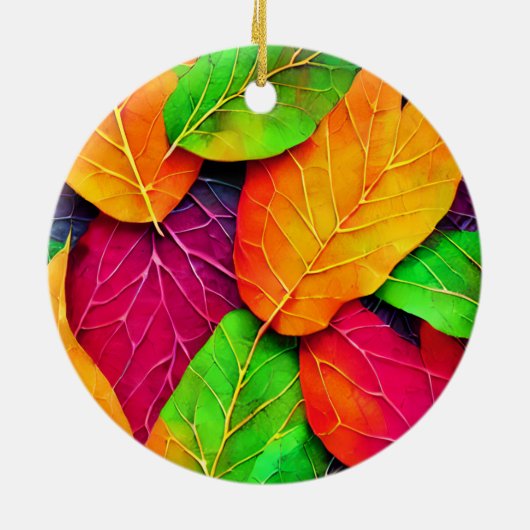 Herbst-Herbstlaub-Muster Keramik Ornament (Hinten)