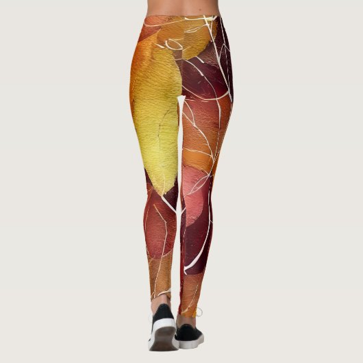 Herbst-Herbstlaub-Muster Leggings (Rückseite)