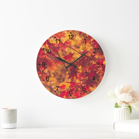 Herbst Herbstlaub Red Große Wanduhr (Zuhause)