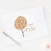 Herbst Herbstlaub Whimsical Pop Tree Hochzeit Runder Aufkleber (Umschlag)