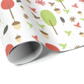 Herbst-Herbstlaube Acorn-Bäume Geschenkpapier (Rolleneckpunkt)