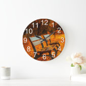 Herbst-Herbstsaison-Park-Bank-Wanduhr Große Wanduhr (Zuhause)