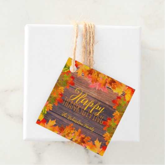 Herbst Herbstverlässt auf Braunwald glückliches Er Geschenkanhänger (Beispiel)