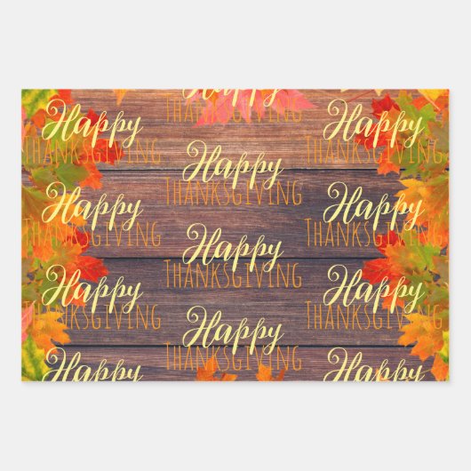 Herbst Herbstverlässt auf Braunwald glückliches Er Geschenkpapier Set (Vorderseite 2)