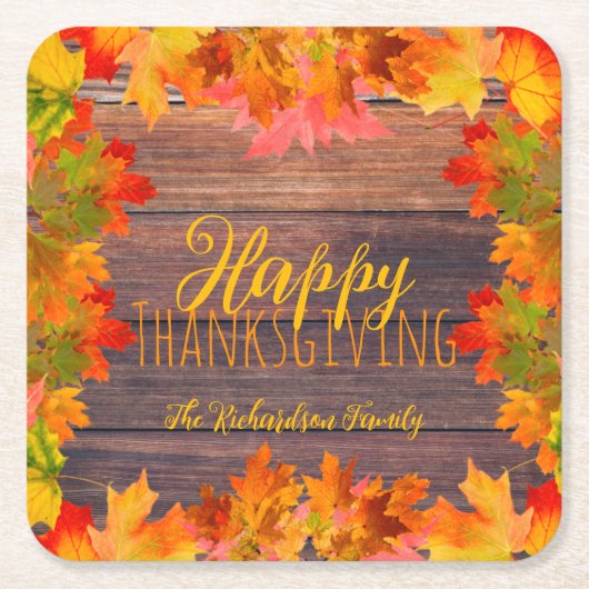 Herbst Herbstverlässt auf Braunwald glückliches Er Rechteckiger Pappuntersetzer (Vorderseite)