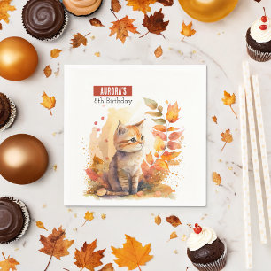 Herbst / Herbstvibes Kitten - Geburtstagsparty - Serviette